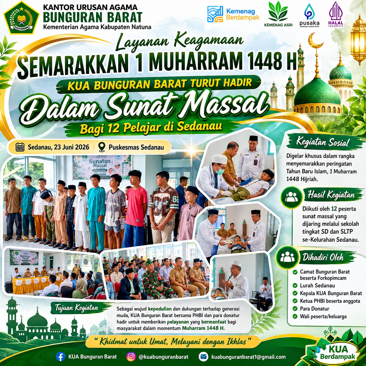 Semarakkan 1 Muharram 1448 H, KUA Bunguran Barat Turut Hadir Dalam Sunat Massal bagi 12 Pelajar di Sedanau
